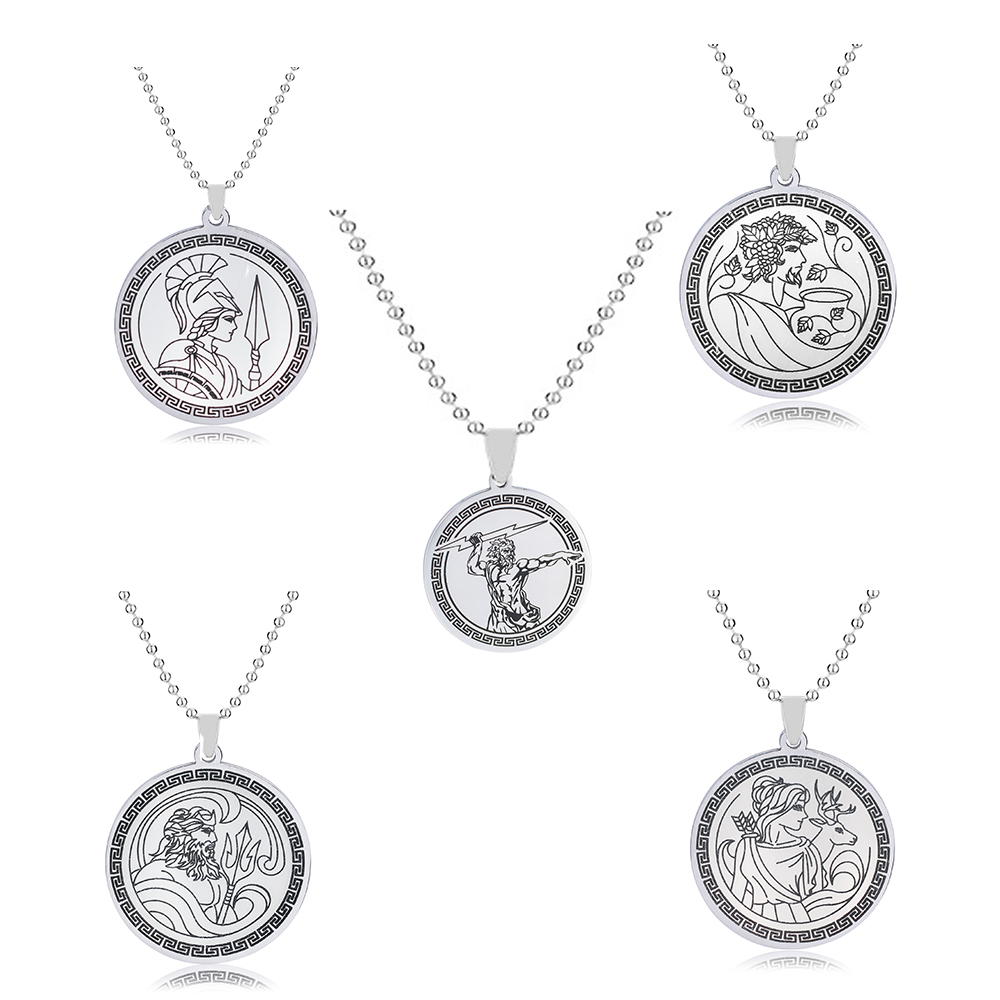 Zeus Men Accessories - Vintage Zeus Athena Poseidon Dionysus colgante