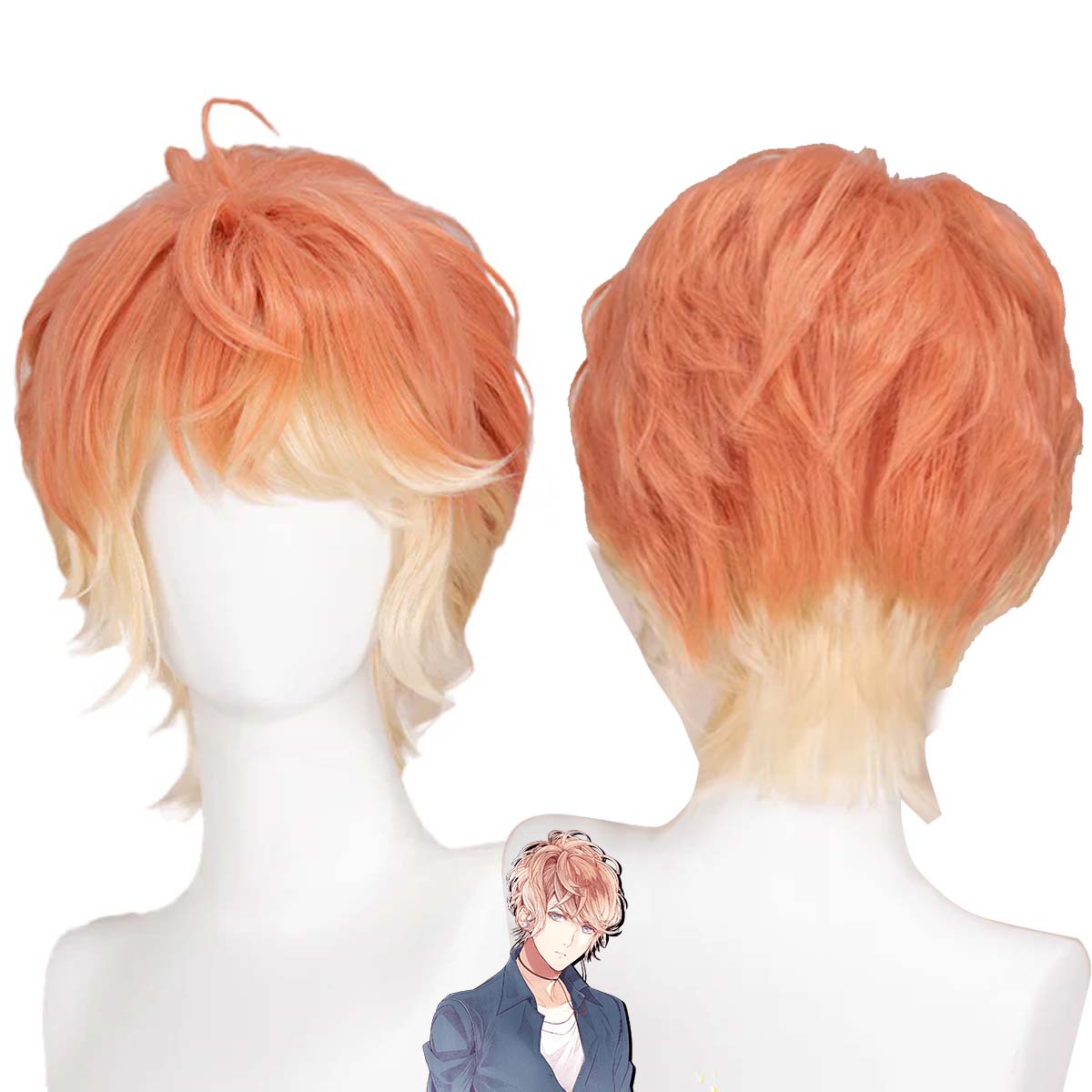 Men'S Yellow Accessories - Peluca corta de pelo amarillo naranja