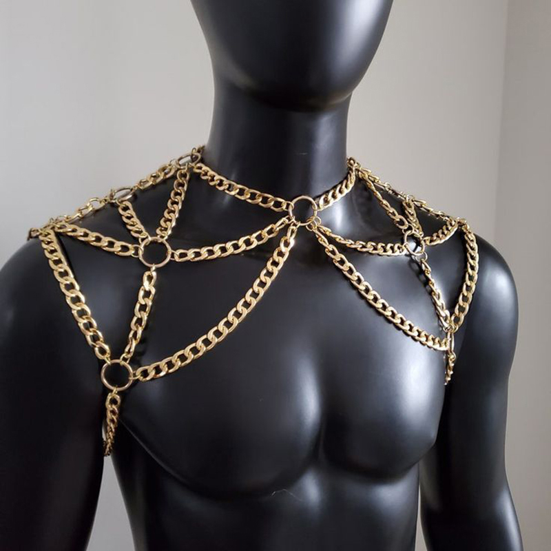 Men Accessories In Silver - Punk hombres hombro cuerpo cadena espalda