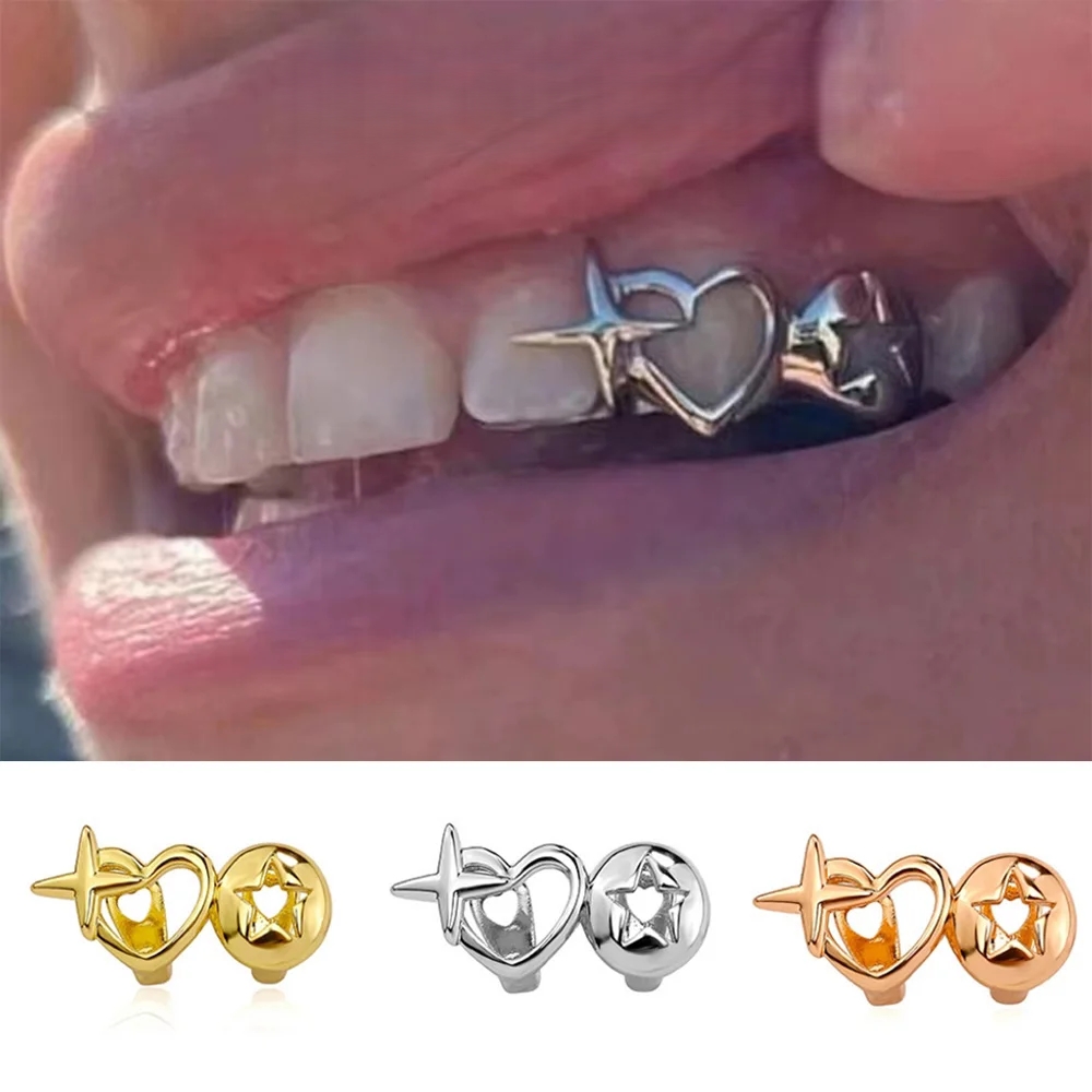 Men Accessories In Silver - Gorros de dientes de corazón huecos