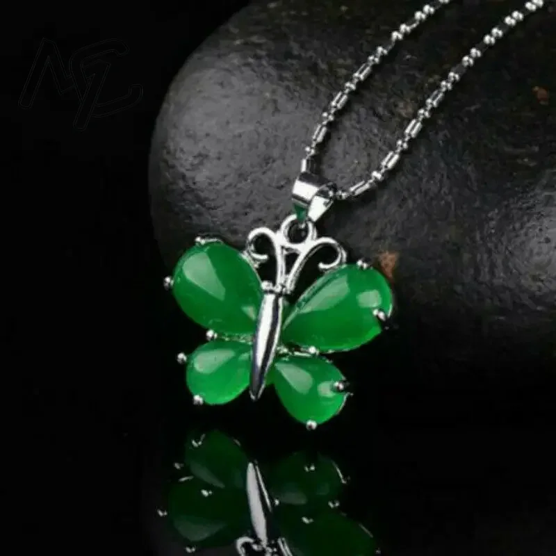S925 plata verde Jade mariposa - Men Accessories In Silver reseña y precio