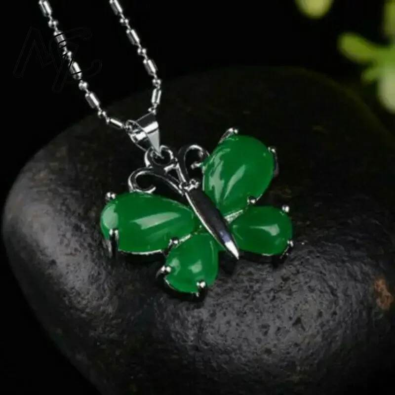 S925 plata verde Jade mariposa - Men Accessories In Silver reseña y precio